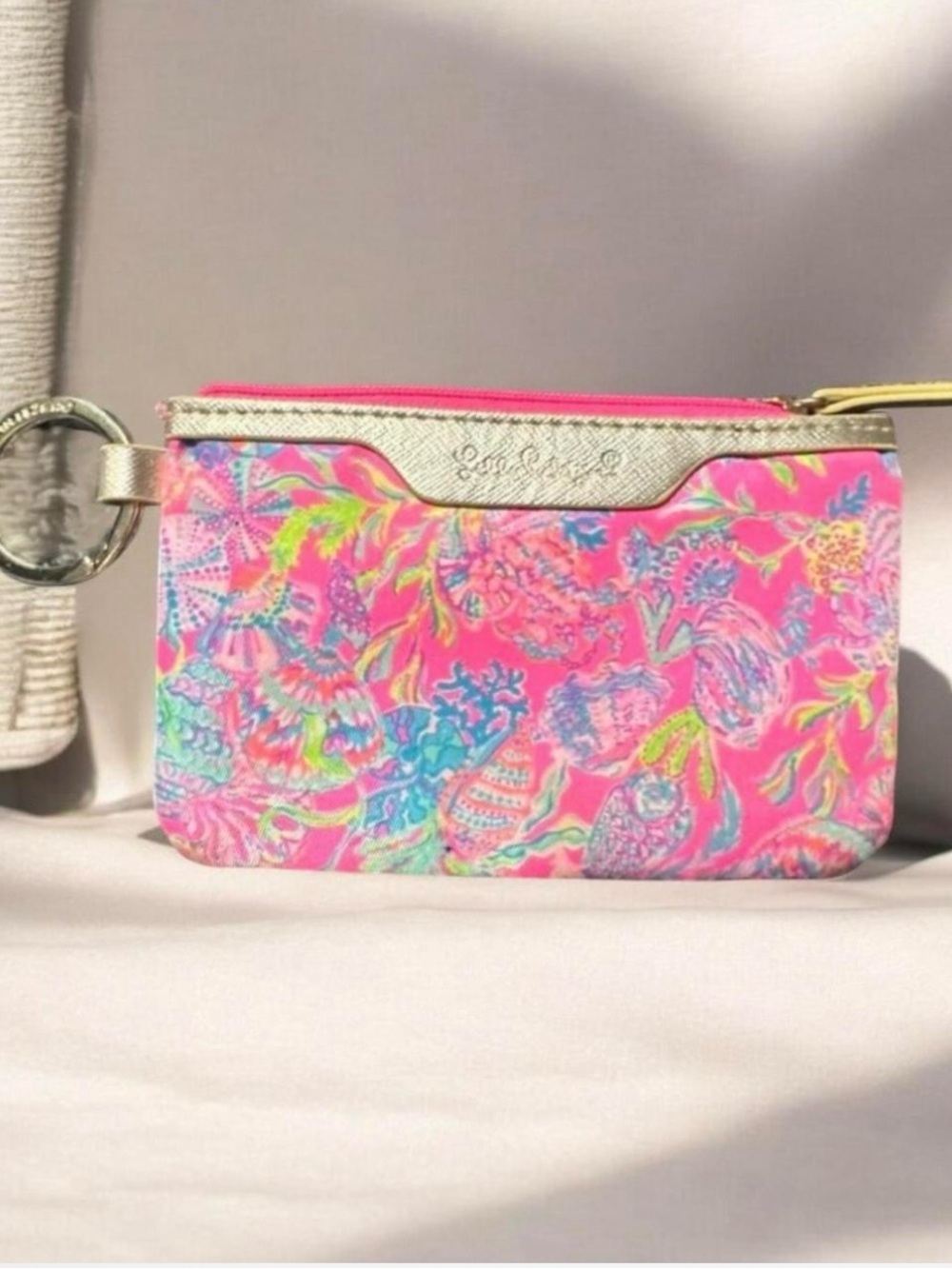 Lilly Pulitzer Colorful Pink Floral Keychain Pouch